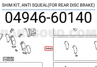 Toyota 0494660140 SHIM KIT, ANTI SQUEAL(FOR REAR DISC BRAKE)