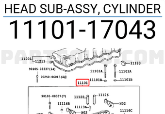 Toyota 1110117043 HEAD SUB-ASSY, CYLINDER