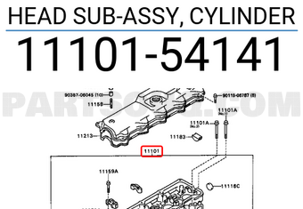 Toyota 1110154141 HEAD SUB-ASSY, CYLINDER