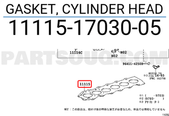 Toyota 111151703005 GASKET, CYLINDER HEAD
