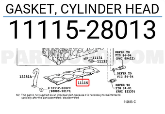 Toyota 1111528013 GASKET, CYLINDER HEAD