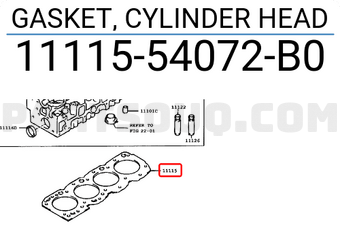 Toyota 1111554072B0 GASKET, CYLINDER HEAD