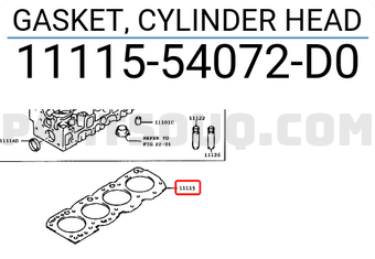 Toyota 1111554072D0 GASKET, CYLINDER HEAD
