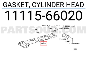 Toyota 1111566020 GASKET, CYLINDER HEAD