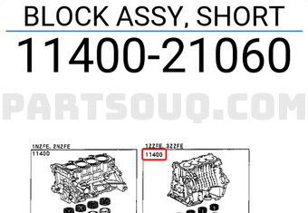 Toyota 1140021060 BLOCK ASSY, SHORT