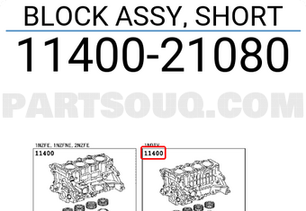 Toyota 1140021080 BLOCK ASSY, SHORT