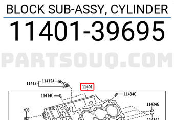 Toyota 1140139695 BLOCK SUB-ASSY, CYLINDER