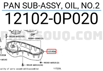 Toyota 121020P020 PAN SUB-ASSY, OIL, NO.2