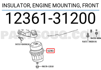 Toyota 1236131200 INSULATOR, ENGINE MOUNTING, FRONT