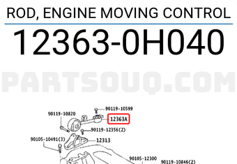 Toyota 123630H040 ROD, ENGINE MOVING CONTROL