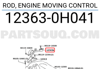 Toyota 123630H041 ROD, ENGINE MOVING CONTROL