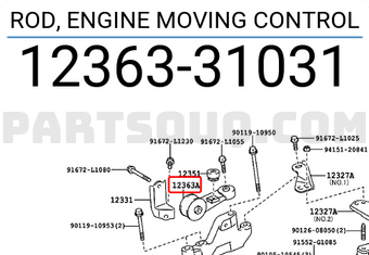 Toyota 1236331031 ROD, ENGINE MOVING CONTROL