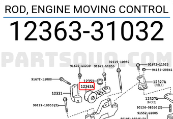 Toyota 1236331032 ROD, ENGINE MOVING CONTROL