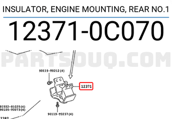 Toyota 123710C070 INSULATOR, ENGINE MOUNTING, REAR NO.1