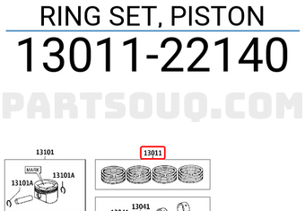 Toyota 1301122140 RING SET, PISTON