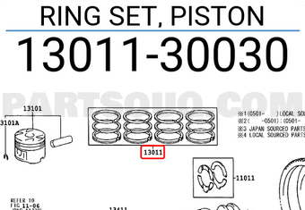 Toyota 1301130030 RING SET, PISTON