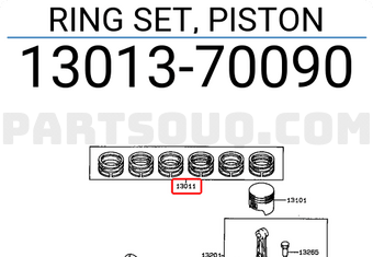 Toyota 1301370090 RING SET, PISTON