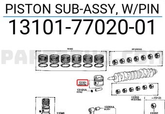 Toyota 131017702001 PISTON SUB-ASSY, W/PIN