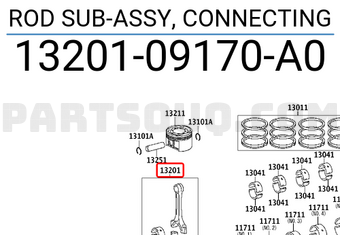 Toyota 1320109170A0 ROD SUB-ASSY, CONNECTING