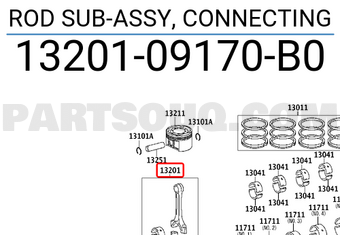 Toyota 1320109170B0 PLEUELSTANGE, UNTERBAUGRUPPE