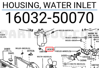 Toyota 1603250070 HOUSING, WATER INLET