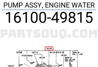 Toyota 1610049815 ENSEMBLE POMPE À EAU MOTEUR