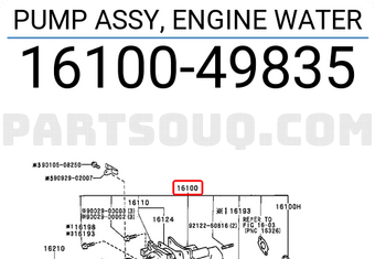 Toyota 1610049835 ENSEMBLE POMPE À EAU MOTEUR