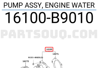 Toyota 16100B9010 PUMP ASSY, ENGINE WATER