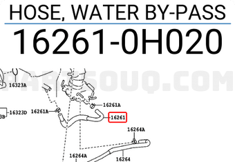 Toyota 162610H020 HOSE, WATER BY-PASS