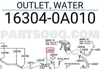 Toyota 163040A010 OUTLET, WATER