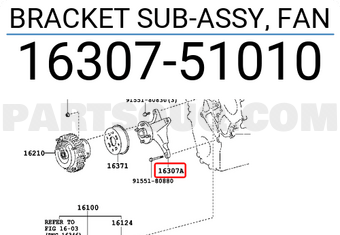 Toyota 1630751010 BRACKET SUB-ASSY, FAN