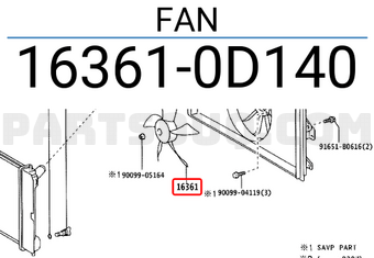 Toyota 163610D140 FAN