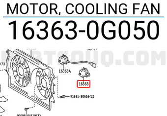 Toyota 163630G050 MOTOR, COOLING FAN