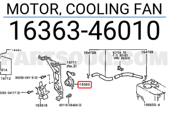 Toyota 1636346010 MOTOR, COOLING FAN