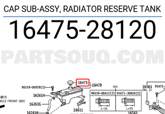 Toyota 1647528120 CAP SUB-ASSY, RADIATOR RESERVE TANK