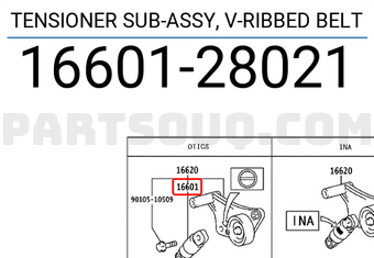 Toyota 1660128021 TENSIONER SUB-ASSY, V-RIBBED BELT
