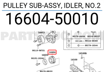 Toyota 1660450010 PULLEY SUB-ASSY, IDLER, NO.2