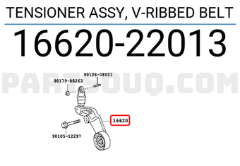 Toyota 1662022013 TENSIONER ASSY, V-RIBBED BELT