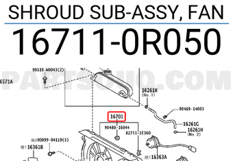 Toyota 167110R050 SHROUD SUB-ASSY, FAN