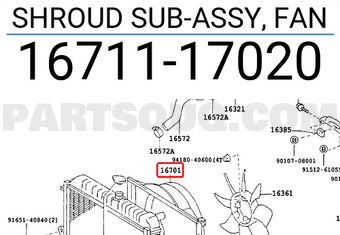 Toyota 1671117020 SHROUD SUB-ASSY, FAN