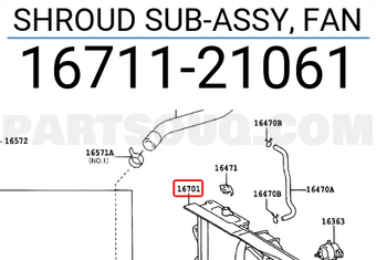 Toyota 1671121061 SHROUD SUB-ASSY, FAN