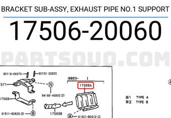 Toyota 1750620060 BRACKET SUB-ASSY, EXHAUST PIPE NO.1 SUPPORT