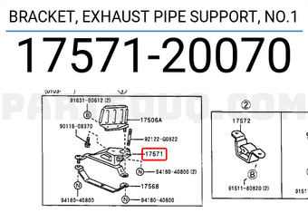 Toyota 1757120070 BRACKET, EXHAUST PIPE SUPPORT, NO.1