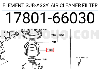 Toyota 1780166030 ELEMENT SUB-ASSY, AIR CLEANER FILTER
