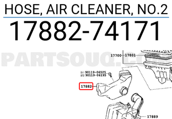 Toyota 1788274171 HOSE, AIR CLEANER, NO.2