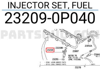 Toyota 232090P040 INJECTOR SET, FUEL