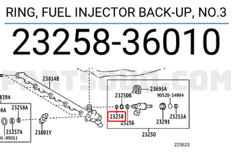 Toyota 2325836010 RING, FUEL INJECTOR BACK-UP, NO.3