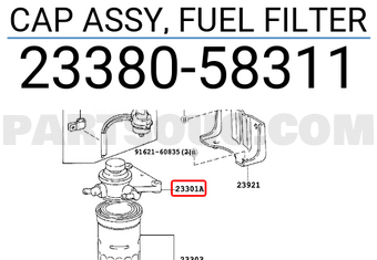 Toyota 2338058311 CAP ASSY, FUEL FILTER