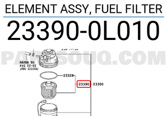 Toyota 233900L010 ELEMENT ASSY, FUEL FILTER