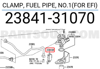Toyota 2384131070 CLAMP, FUEL PIPE, NO.1(FOR EFI)